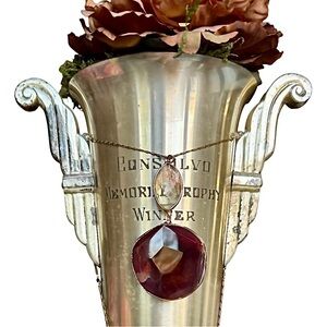 Serefina Long Necklace Burgundy Faceted Agate-Style Double 3” Pendant 36” Chain